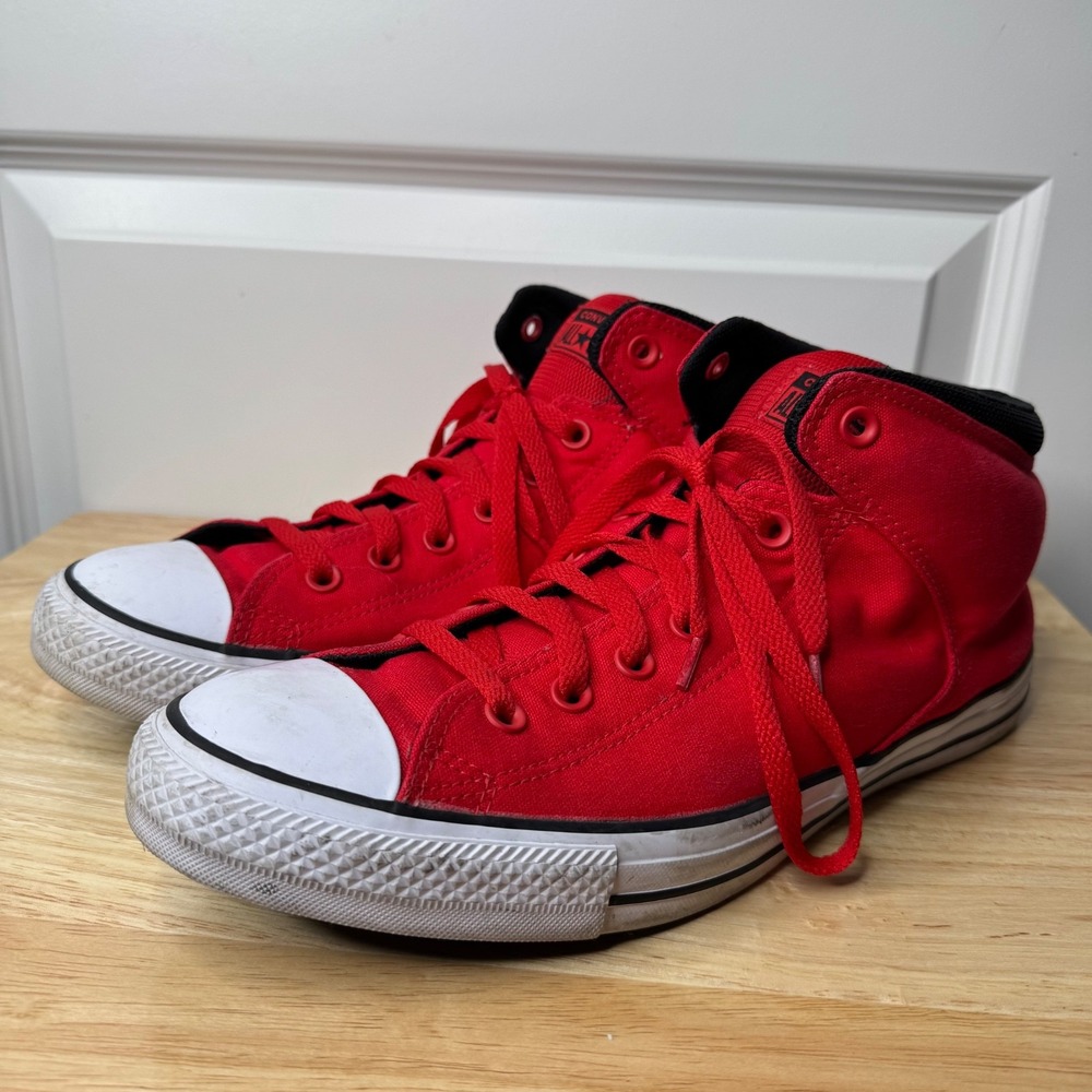 Converse Chuck Taylor All Star Thick Canvas Logo High tops Mens Sz 11.5 Red EUC